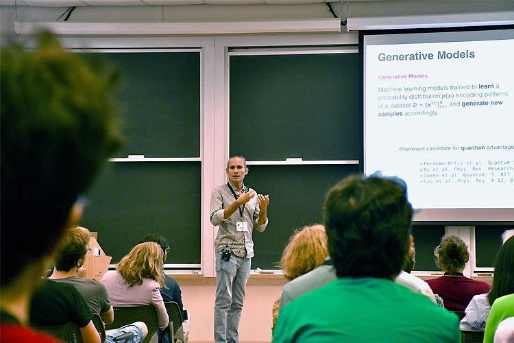 Alejandro Perdomo-Ortiz presenting a slide on Generative Model